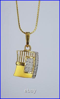 Elegant Look 22K Gold Pendant Classy Design Square Solid Gold Pendant Hallmark