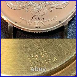 Eska 18K Solid Gold Coin Watch 18K 11-214 A Manual Winding Watch