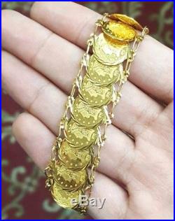 Estate Solid 22k Yellow Gold Round 1899 Coin Link Ladies Handmade Bracelet 7