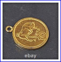Exclusive 24k solid gold Greece bull coin pendant 999 purity by estherleejewel