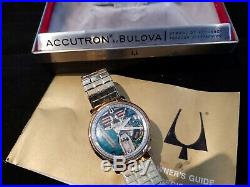 FACTORY ORIGINAL Bulova ACCUTRON 1966 SPACEVIEW 214 Watch case, box and coin