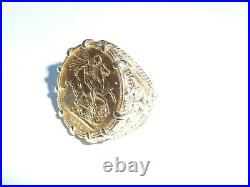 Fab Mens Solid 9ct Gold 22k Full Sovereign 1899 Ring Size M 16.79mm 15.6 Grams