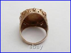 Fab Mens Solid 9ct Gold 22k Half Sovereign 1908 Ring Size P 17.97mm 10.4 Grams