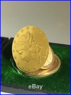 Fine & Rare 18K Gold Omega Coin Watch. Lady Liberty 20 dollars US Coin c1904