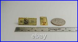 Fine Solid Metal One Hundred Dollar Bill Money Stud Earrings Yellow Gold plated