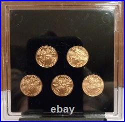 Five United States Gold Vault $5 Solid 1/10 Oz Gold American Eagle Coins. 2017