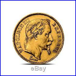 France 20 Francs Napoleon III Gold Coin Random Date Average Circulated