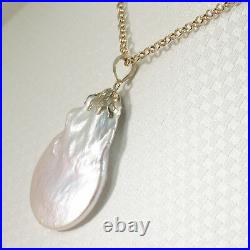 Freshwater Coin Pearl Pendant with 14k Yellow Solid Gold Bale TPJ