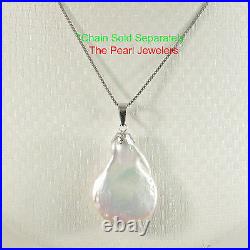 Freshwater Coin Pearl Pendant with 14kt White Solid Gold Bale TPJ
