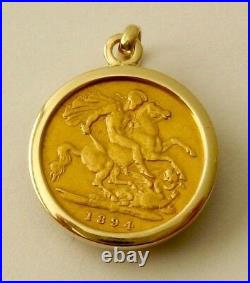 GENUINE SOLID 9K 9ct YELLOW GOLD HALF SOVEREIGN COIN HOLDER PENDANT