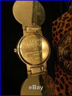 GIANNI VERSACE Signature G10 Gold-Plated Coin Watch, Medusa Head, Vintage Swiss