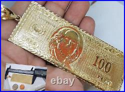 GOLD $100 $ Hundred Dollar Bill Money Pendant solid 10K hip hop 4.50 HUGE