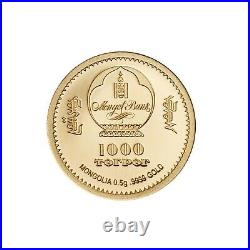 GOLD COIN YEAR OF THE MOUSE 2020 MONGOLIA 9999 AU with COA & BOX GOLDMÜNZE MAUS