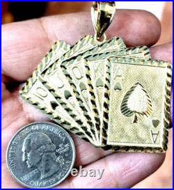 GOLd 10k Playing Card poker Ace casino gamble blackjack charm Pendant luck solid