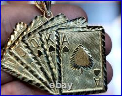 GOLd 10k Playing Card poker Ace casino gamble blackjack charm Pendant luck solid