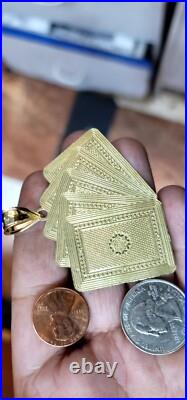 GOLd 10k Playing Card poker Ace casino gamble blackjack charm Pendant luck solid