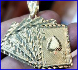 GOLd 10k Playing Card poker Ace casino gamble blackjack charm Pendant luck solid