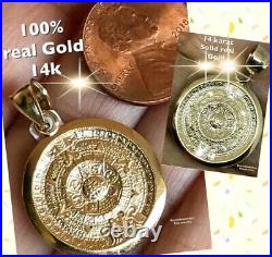 GOLd 14k Aztec solid Pendant Charm Azteca oro necklace gift her