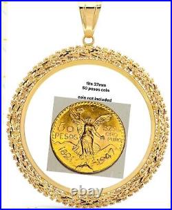 GOLd 14k Cuban Bezel 50 pesos pendant Mexico moneda centenario solid frame bisel GOLd 14k Cuban Bezel 50 pesos pendant Mexico moneda centenario solid frame bisel