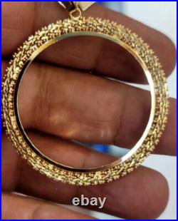 GOLd 14k Cuban Bezel 50 pesos pendant Mexico moneda centenario solid frame bisel GOLd 14k Cuban Bezel 50 pesos pendant Mexico moneda centenario solid frame bisel