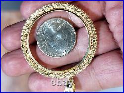 GOLd 14k Cuban Bezel 50 pesos pendant Mexico moneda centenario solid frame bisel GOLd 14k Cuban Bezel 50 pesos pendant Mexico moneda centenario solid frame bisel