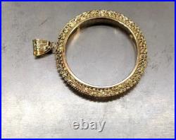 GOLd 14k Cuban Bezel 50 pesos pendant Mexico moneda centenario solid frame bisel GOLd 14k Cuban Bezel 50 pesos pendant Mexico moneda centenario solid frame bisel