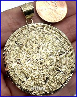 GOLd Aztec 14K pendant SOLID calendar azteca necklace mexico mexican sun oro