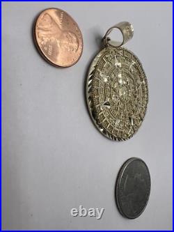 GOLd Aztec 14K pendant SOLID calendar azteca necklace mexico mexican sun oro