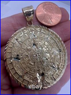 GOLd Aztec 14K pendant SOLID calendar azteca necklace mexico mexican sun oro