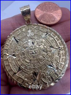 GOLd Aztec 14K pendant SOLID calendar azteca necklace mexico mexican sun oro