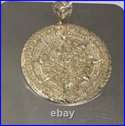GOLd Aztec 14K pendant SOLID calendar azteca necklace mexico mexican sun oro