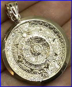 GOLd Aztec Pendant 14K azteca sun mayan calendar Solid necklace mexico MEDIUM