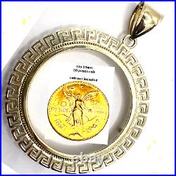 GOLd Bezel 50 pesos pendant 14k mexican centenario coin frame bisel SOLID oro