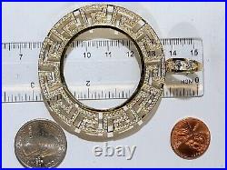 GOLd Bezel 50 pesos pendant 14k mexican centenario coin frame bisel cz SOLID