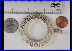 GOLd Bezel 50 pesos pendant 14k mexican centenario coin frame bisel cz SOLID oro