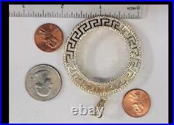 GOLd Bezel 50 pesos pendant 14k mexican centenario coin frame bisel cz SOLID oro