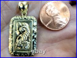 GOLd Lady Fortuna nugget good luck 10k pendant charm necklace solid 1.35