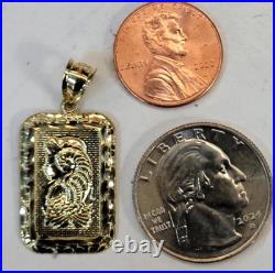 GOLd Lady Fortuna nugget good luck 10k pendant charm necklace solid 1.35