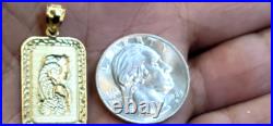 GOLd Lady Fortuna nugget good luck 10k pendant charm necklace solid 1.35