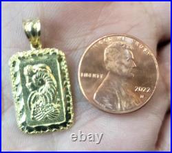GOLd Lady Fortuna nugget good luck 10k pendant charm necklace solid 1.35