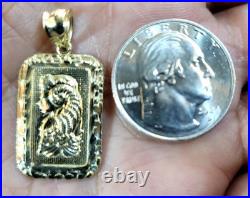 GOLd Lady Fortuna nugget good luck 10k pendant charm necklace solid 1.35