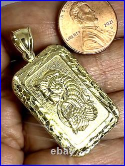 GOLd Lady Fortuna nugget good luck 10k pendant charm necklace solid gift 1.60