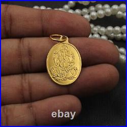 Ganesh Ji Coin Handmade Pendant 22K Solid Yellow Gold Indian Pendant P1971