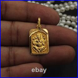 Ganesh Ji Coin Handmade Pendant 22K Solid Yellow Gold Indian Pendant P1972