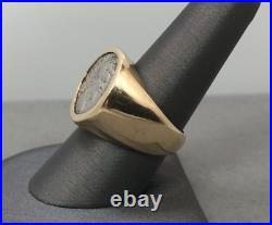 Genuine Ancient Silver Coin in Solid 14k Gold Ring Size 8.5 20.5g