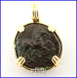 Genuine Shipwreck Coin Pendant in Solid 14k Yellow Gold for Men's Necklace 3/4