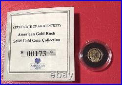 Georgia American Gold Rush Solid Gold Coin With Capsule And COA
