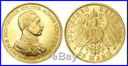 German 20 Marks Gold Coin (XF-BU) Years & Mints Vary
