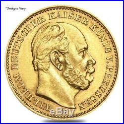 Germany Prussia 20 Marks Gold Coin (1871-1915, Random Year)