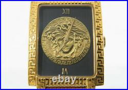 Gianni Versace Watch 90s Vintage Medusa Face Gold Plated Coin Black 7008020